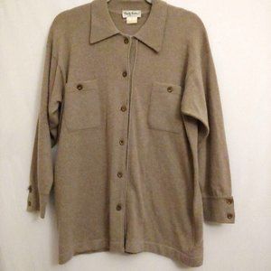 Paola Todesco Italy Cashmere Blend. Long Sleeve Full Button Pockets Sweater Tan
